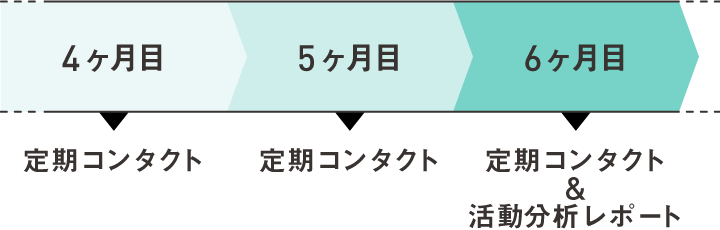 4ヶ月目　定期コンタクト　5ヶ月目　定期コンタクト　6ヶ月目　定期コンタクト＆活動分析レポート